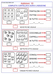 Addizioni Schede Con Immagini Baby Flash