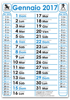 Calendari 2017 Da Stampare Baby Flash