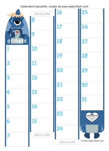 calendario tascabile ottobre