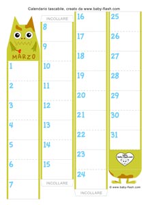 calendario tascabile marzo