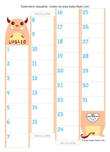 calendario tascabile luglio