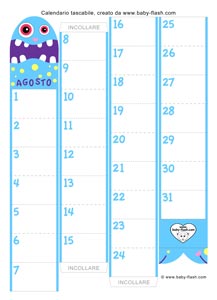 calendario tascabile agosto