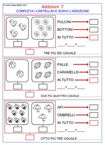 Addizioni Schede Con Immagini Baby Flash