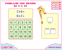 Tabelline e moltiplicazioni con numeri da 0 a 20